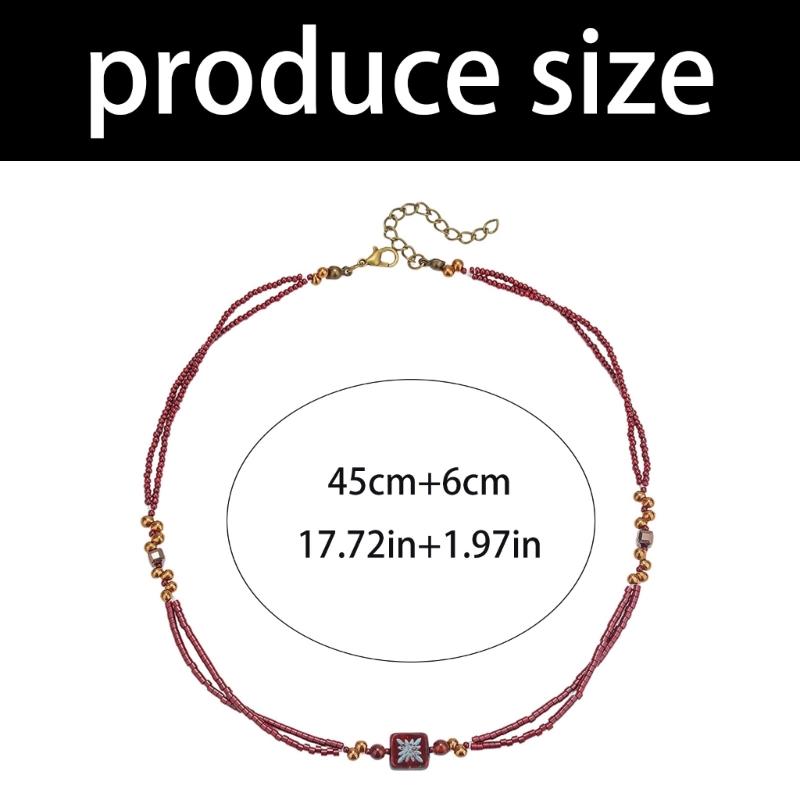 Wooden And Plastic Beaded Chokers Necklace Retro Style Layering Design Daily Wear Party Accessory Clavicle Chain Jewelry