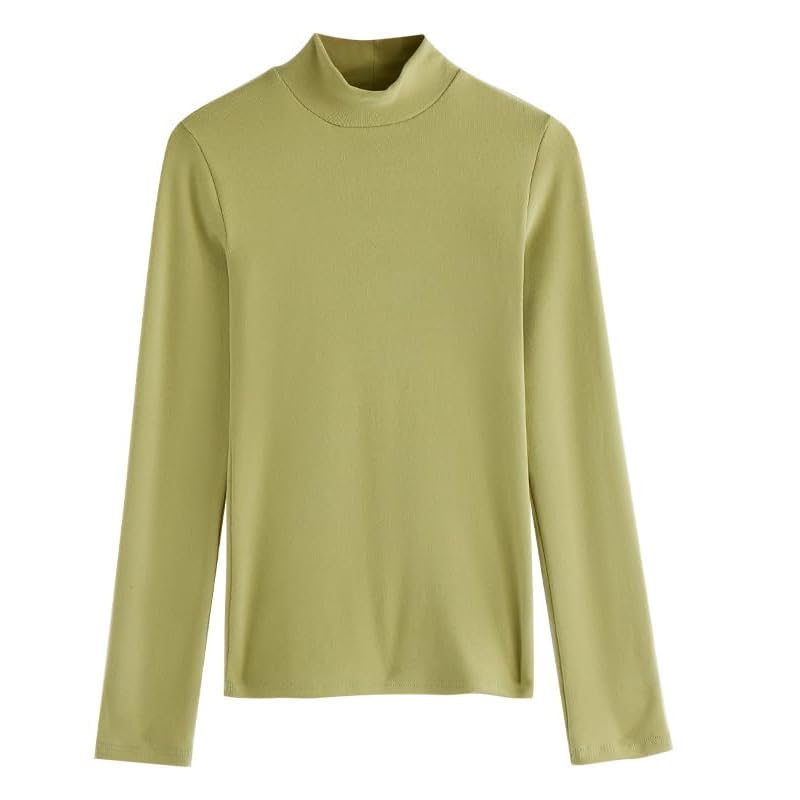 [AYILYFE] топы с высоким воротом женские футболки с длинным рукавом внутренняя часть рубашки однотонная многослойная одежда защита от холода и тепла весна осень