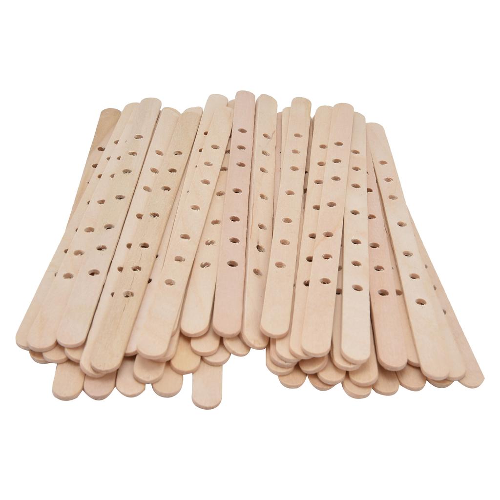 50Pcs Candle Wick Holder Birch Easy Use Reusable Wooden Wax Core Holder for Making Candles180x10mm