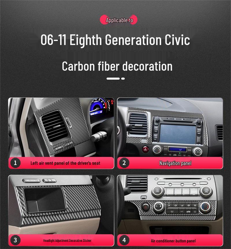 Honda 06-11 Civic Carbon Fiber Interior Window Button Panel Sticker