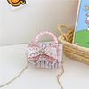 Adorable Girl's Bowknot Coin Purse Charming Pearl Handbag Trendy Chain Shoulder Bag