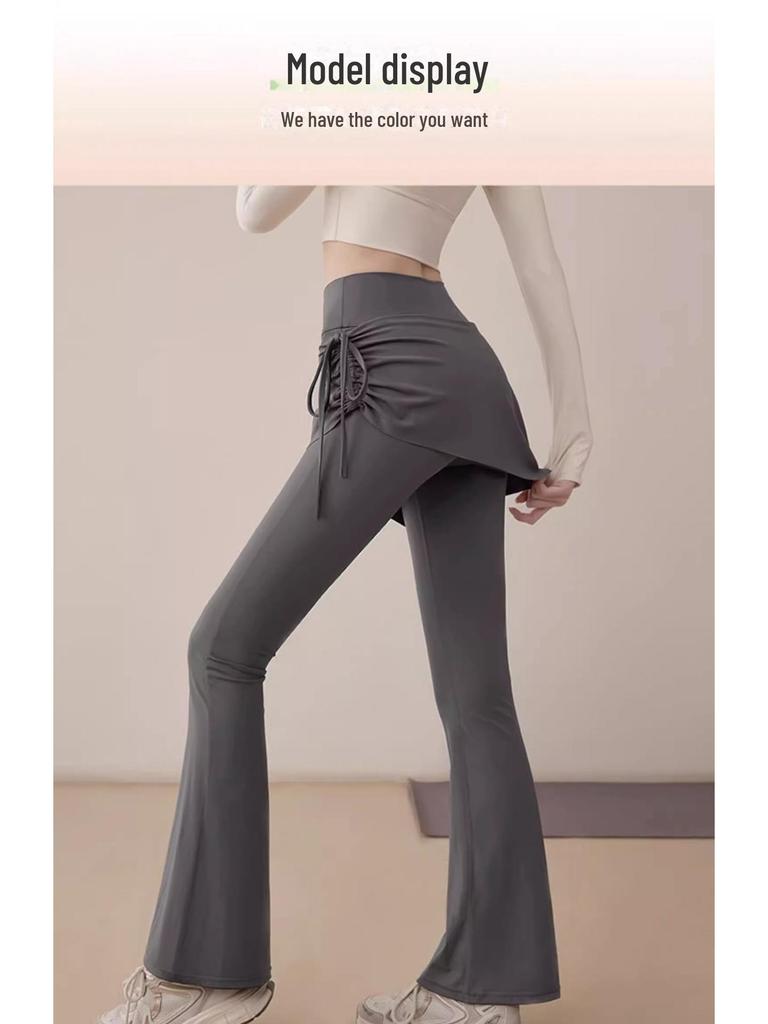 Spring 2025 Fashion Yoga Skirt Pants: Flared Fitness Trousers for Running & Sports