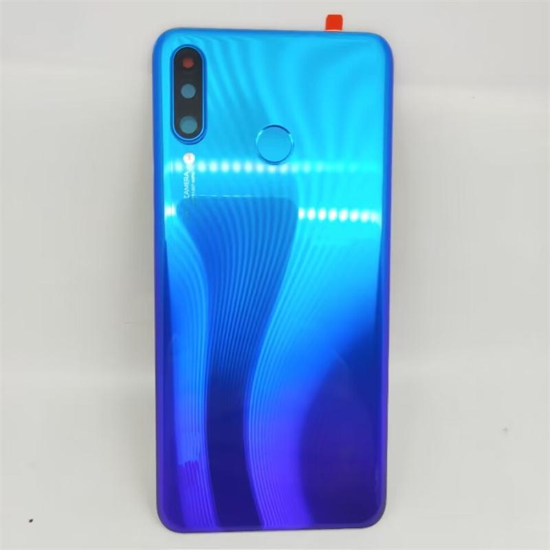 6.15"Для Huawei P30 Lite Крышка аккумулятора Nova 4e Задняя стеклянная панель + Объектив камеры + Сканер отпечатков пальцев