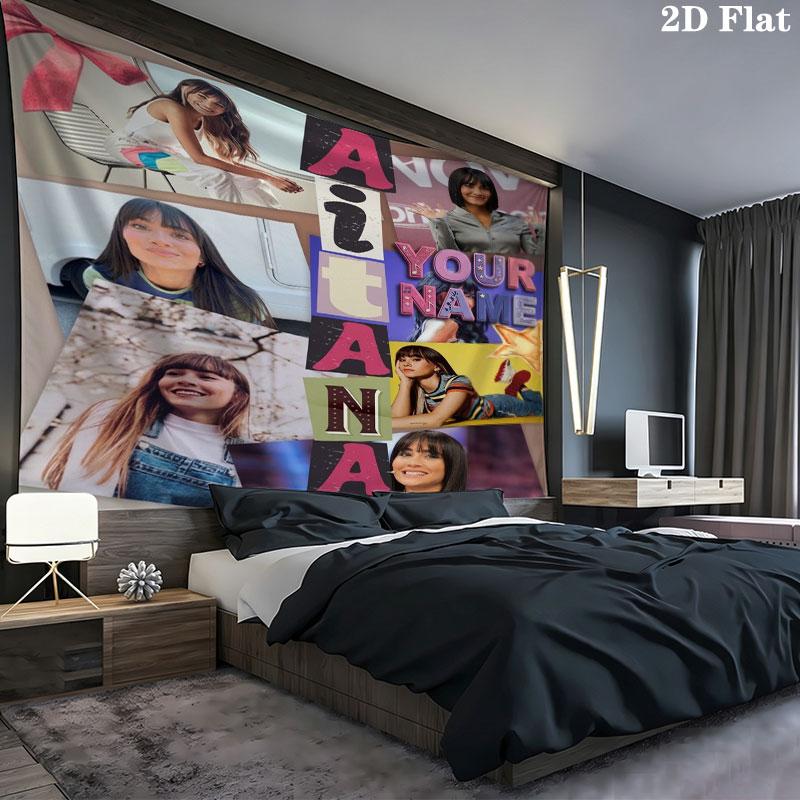 Aitana Custom Name Wall Tapestry Aesthetic Wall Hanging Printed Fabric Blanket Decorative Tapestries for Bedroom Living Room Home Decor