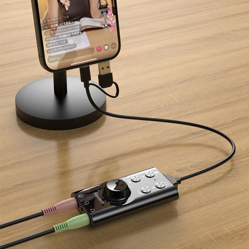 Plug and Play USB 7.1-канальная внешняя звуковая карта, конструкция из ABS и ПВХ, для игр и музыкального продакшена