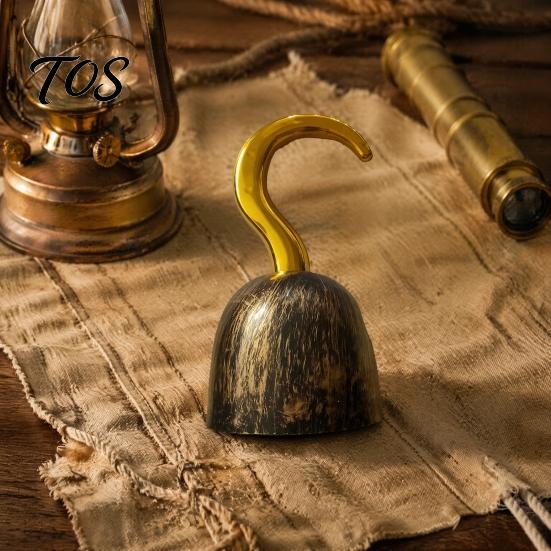 Pirates of The Caribbean Costume Accessory Pirate Hook Prop for Halloween Costume, Realistic Plastic Captain Retro Distressed Cosplay, Party