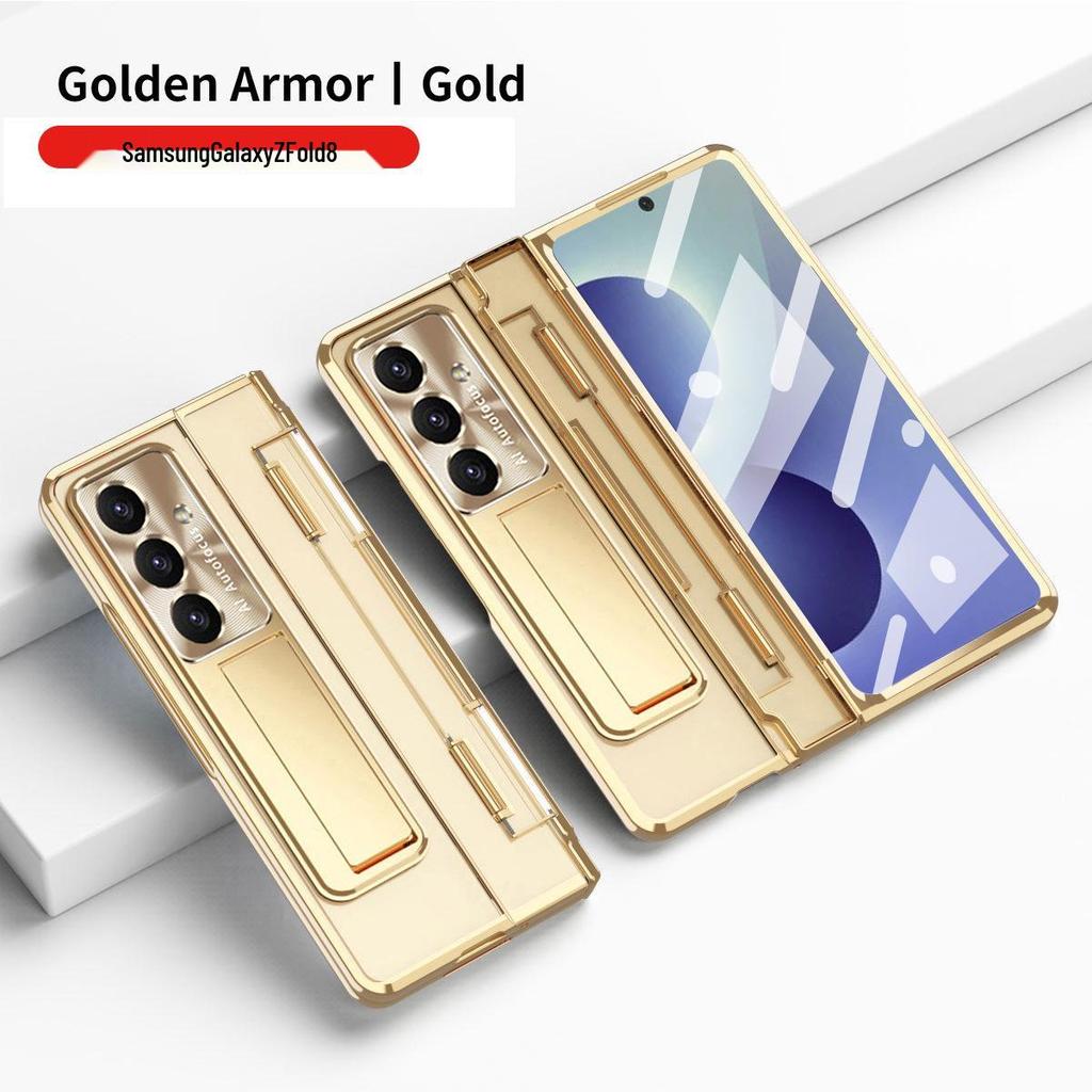 Защитный чехол для Samsung ZFold7 с плоским шарниром, электроплакированной пленкой для объектива и кожаным дизайном (Совместим с FOLD6 и W22)