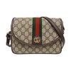 [Pre-Owned] Ophidia Double G Logo Gold Hardware Canvas And Leather Trim Shoulder Bag - Very Good #MFB6XC
