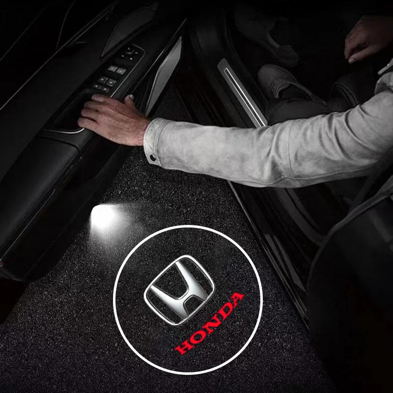2PCS LED Car Door Welcome Light Emblems HD Projector Lamp For Honda Civic Fit Jazz Accord Pilot CRV Odyssey Passport Accessories VO8
