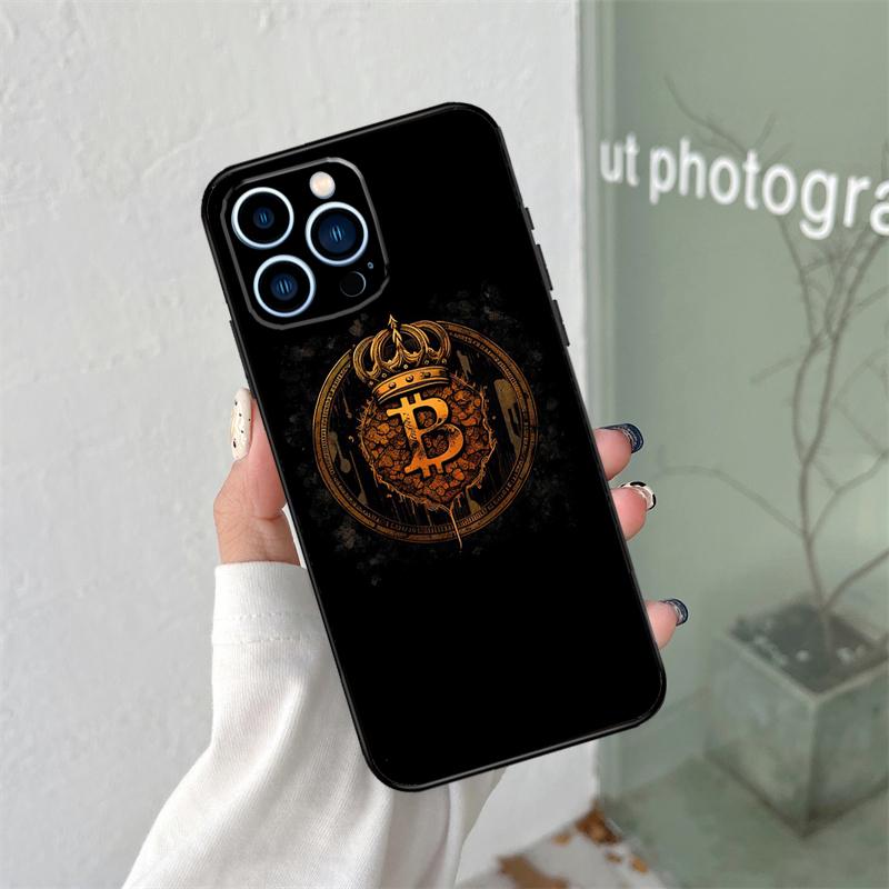 Силиконовый мягкий чехол Bitcoin BTC для iPhone 17 Air 11 15 16 14 Pro Max 12 13 Mini 16 Plus 16e Задняя крышка