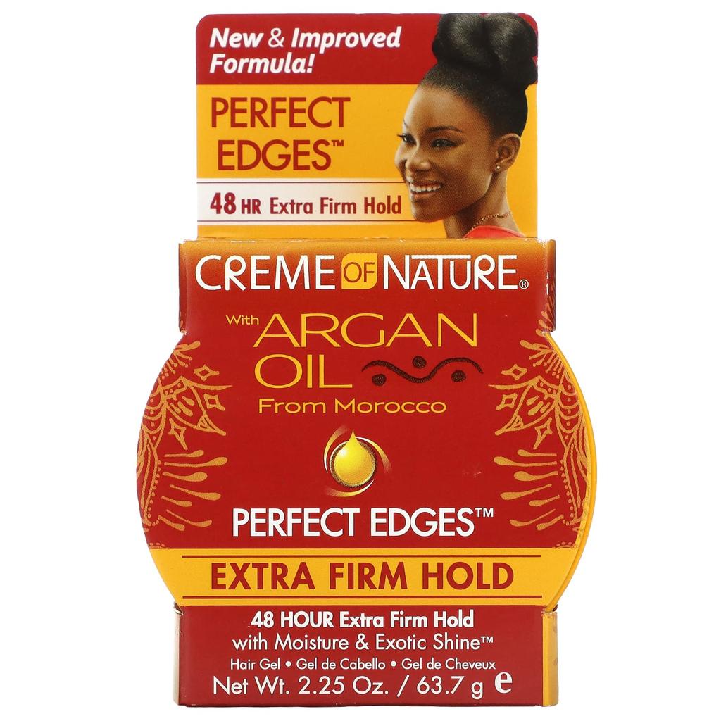 Creme Of Nature Масло марокканской арганы, Perfect Edges, гель для волос сверхсильной фиксации, 63,7 г (2,25 унции)