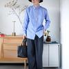 Uniqlo Рубашка с длинным рукавом в полоску на пуговицах, мужская, синяя, коллаборация Jil Sander 478673-63