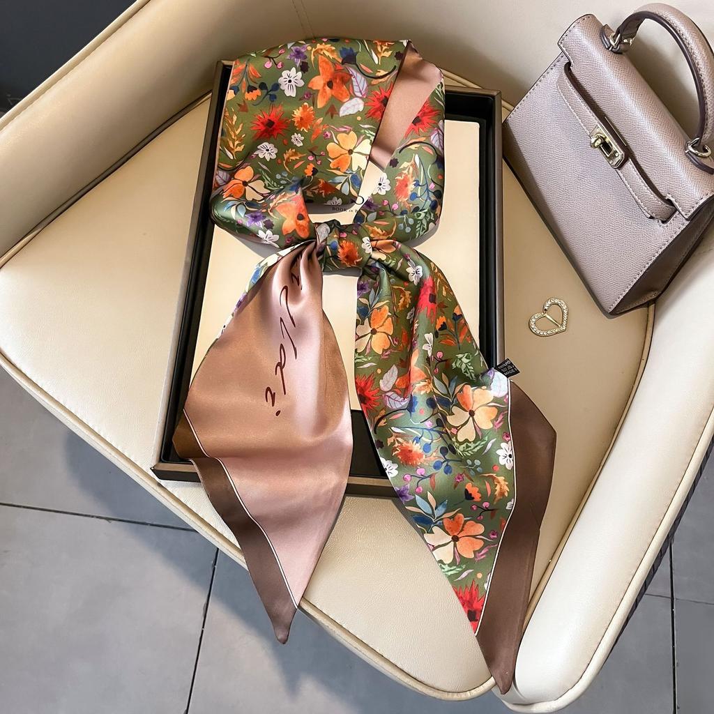 New spring and autumn thin and narrow small long silk scarf women's summer decoration shirt suit scarf headband streamer ribbon wholesale