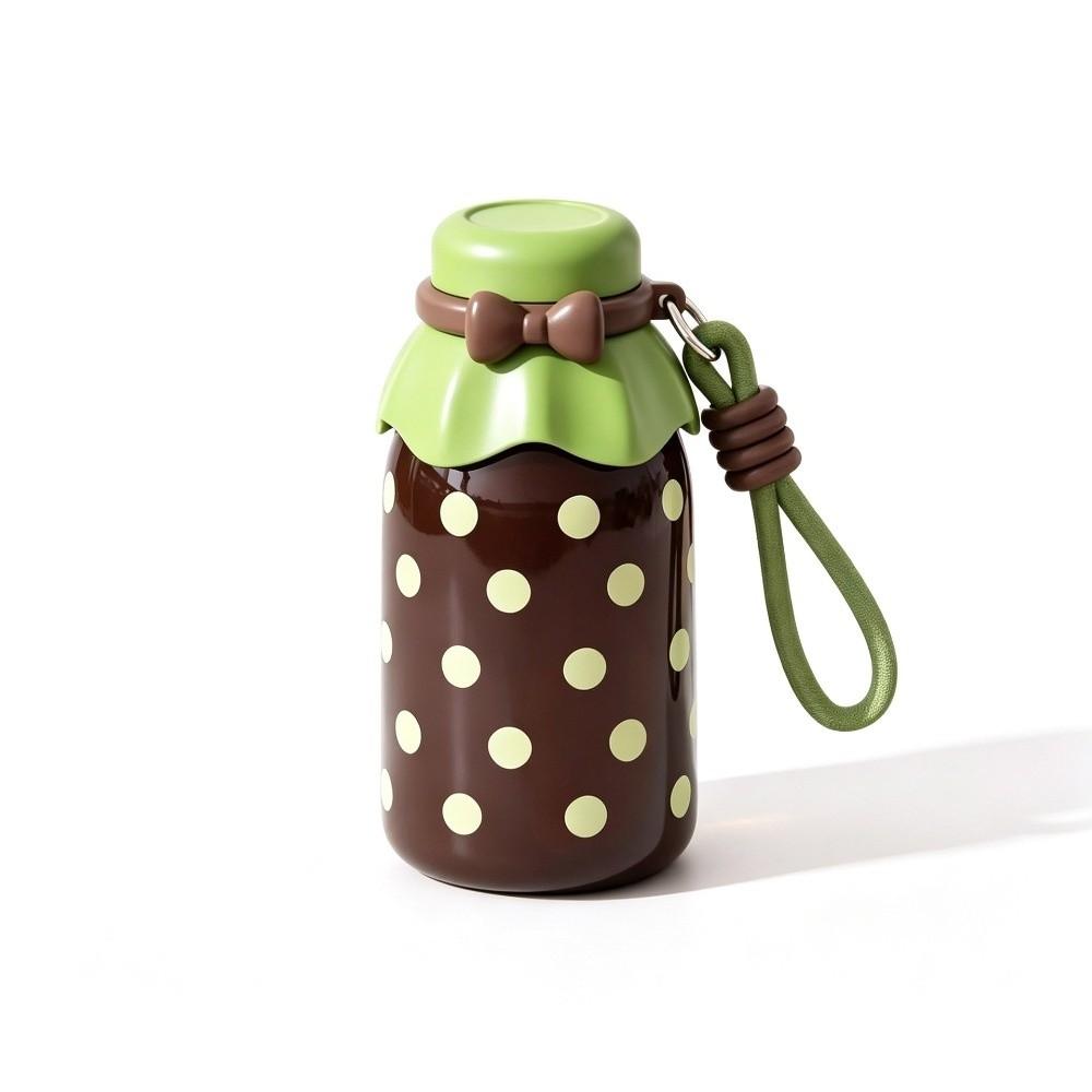 Stainless Steel Thermal Water Bottle Polka Dot Drinking Straw Cup Sports Activities