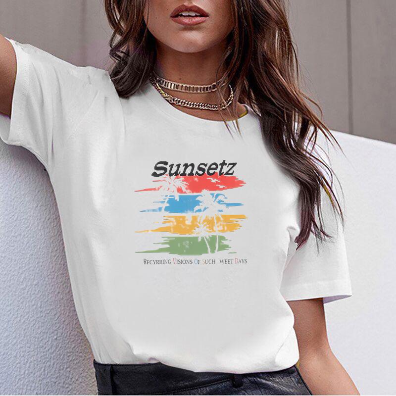 Футболка Saiya Kawaii для женщин Studio Sunsetz Pattern Забавный изысканный принт Футболка с модной графикой