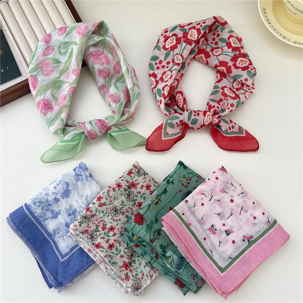Маленький квадратный шарф из хлопка и льна, шелковый шарф, женский, весна и осень, новый стиль, художественный и универсальный, модный, темпераментный шарф-повязка на голову