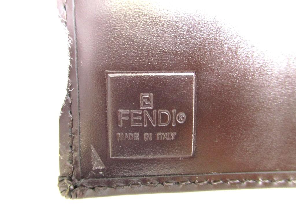 Authentic FENDI Zucca Dark Brown Canvas Leather Bifold Wallet Compact Wallet #9777  Refurbished