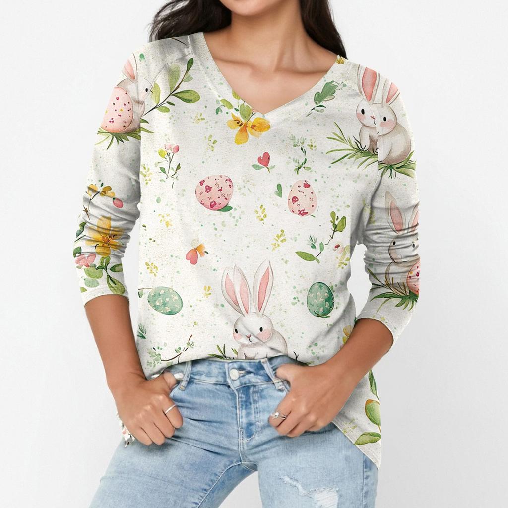 Женская футболка с длинным рукавом и принтом в виде пасхального принта