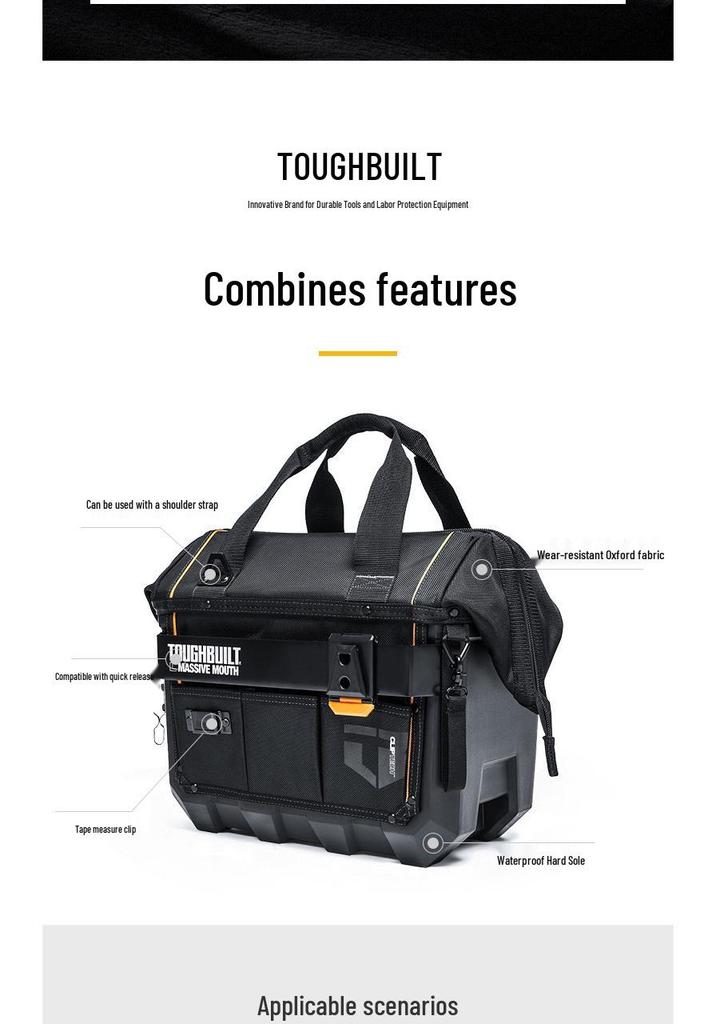 TOUGHBUILT TB-CT-62-12 Большая открывающаяся многофункциональная сумка для инструментов с жестким дном