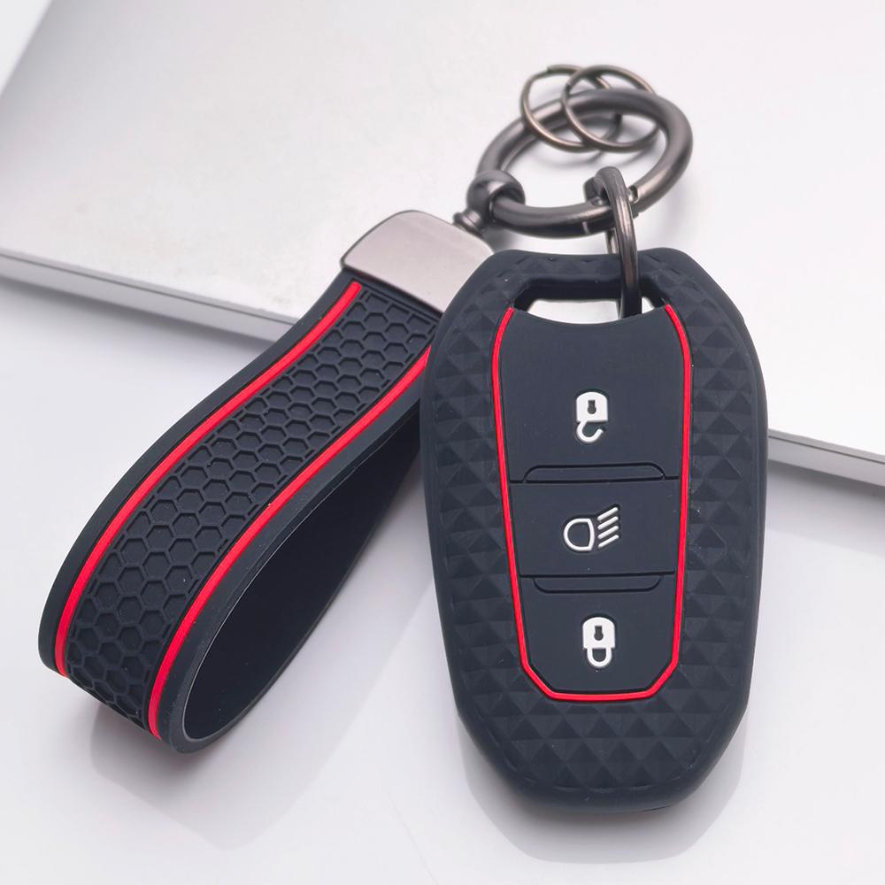 Чехол для брелока для Peugeot 3008 5008 208 308 408 508 4008 C1 с брелком, устойчивая к царапинам поверхность, ударопрочная конструкция, текстура с мягким захватом