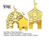Golden Mosque Centerpieces 3PCS Ramadan Castle Ornament, Hollow Design, Thick Wood And Compact Party Decorations Acrylic Desktop Accents, Religious