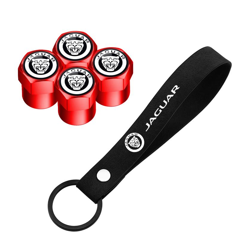 Wheel Tire Valve Stem Caps Airtight Covers&Keychain Style Wheel Air For Jaguar Growler XF XE XJ F-Pace X-Type S-Type F-Type SS2