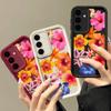 Чехол с цветочным принтом для Samsung S25 Ultra S24 FE S23 S22 A56 A36 A16 A15 A55 A35 Мягкий матовый противоударный чехол для телефона из ТПУ