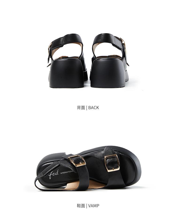 Sheepskin Women's Sandals Summer Versatile Sponge Cake Thick Bottom Coarse Heel Sports Casual Leather One Line Buckle Roman Sandals for Women