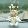 Creative Mini Crystal Glass Flowers Lotus Shaped Auto Interior Decoration  Crystal Decor