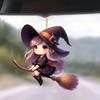 Halloween Acrylic Car Decoration Pendant Cartoon Witch Broom Supplies Interior