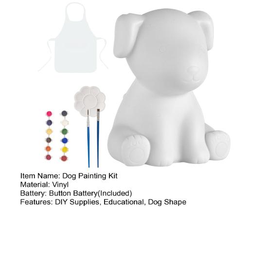 1 комплект, набор ламп Paint Your Own Dog с 12 цветами, пигментами, палитрой, кистью, фартуком, для детей, сделай сам, цветная живопись, щенок, ночник, обучающая игрушка, поделки