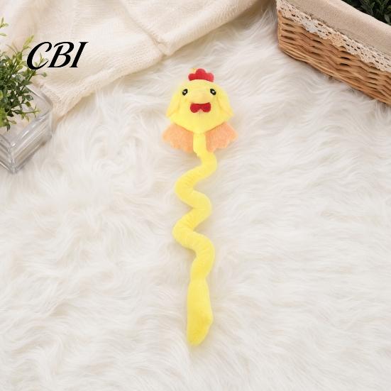 Cat Play Accessory Plush Animal Toy, Long Tail Chew Toy with Crinkle Sound, Embroidered Hanging Stuffed Fox Chick Monkey for Indoor Cats Solo