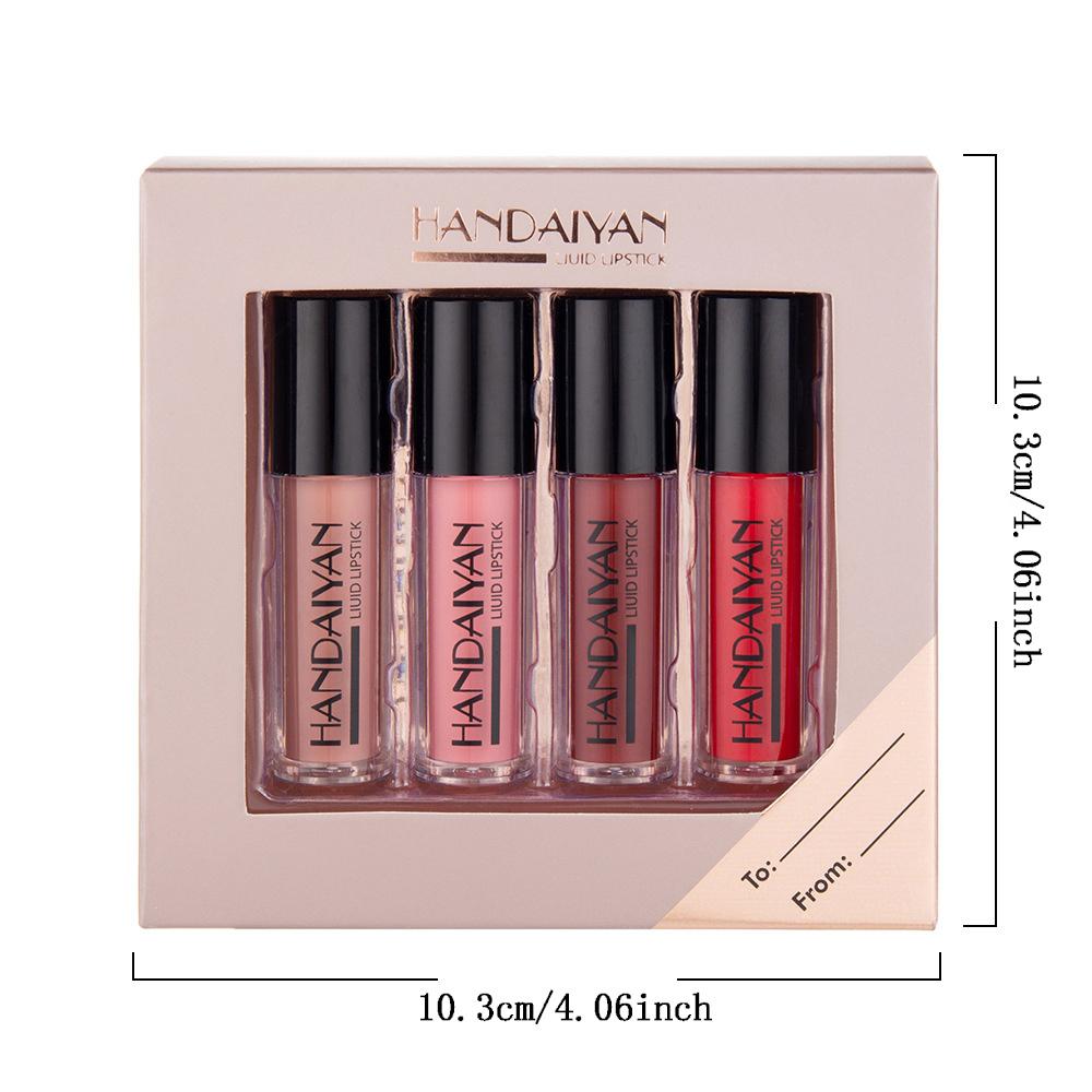 Набор пятен для губ из 4 шт. Матовый и не легко выцветающий блеск для губ Зеркальное пятно для губ