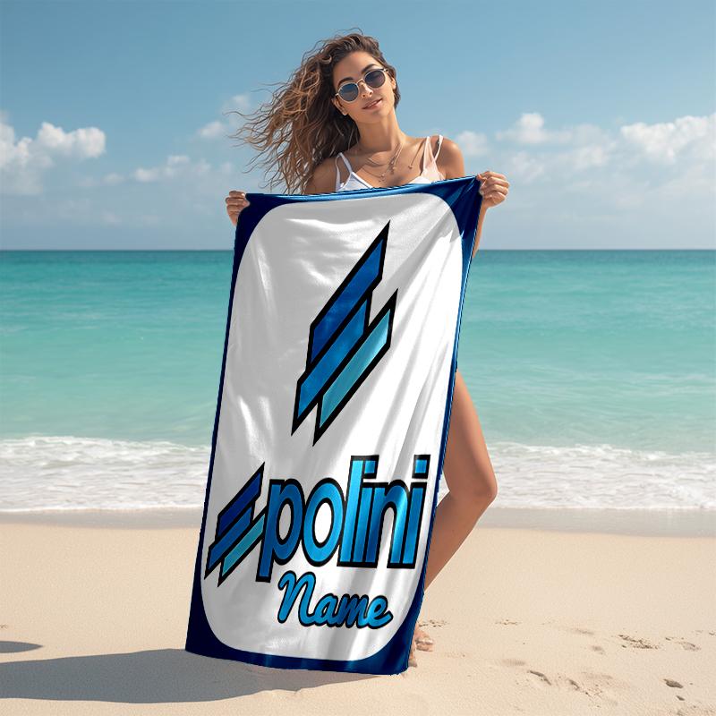 Personalized customized proof beach towel with Polini logo pattern - soft, absorbent,quick-drying,perfect swimming,camping&bathing