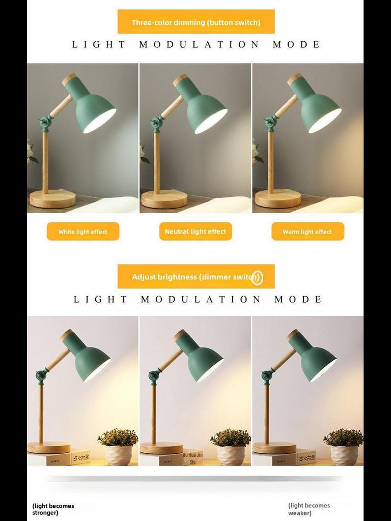 Настольная лампа Nordic Macaron Wood: Стол и ночник для спальни Eye-Caring Dorm