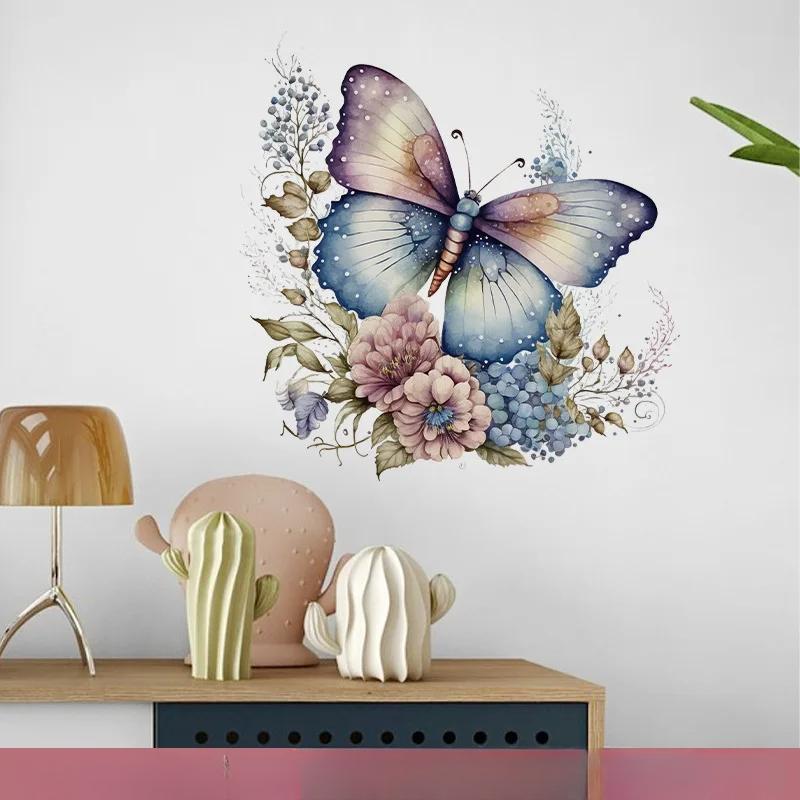 1 шт. красочная бабочка теплая спальня окно наклейка фон настенное украшение ванная комната плитка туалет украшение наклейка плакаты