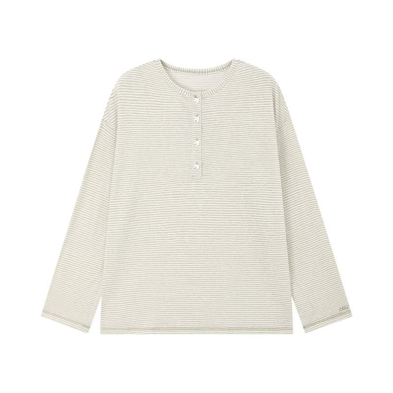 Девочковая полосатая футболка-henley с длинным рукавом ELLE KIDS