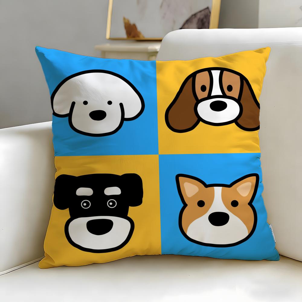 classic cartoon Cartoon Simple Dog Cushion Cover Soft & Easy-Wash Pillow Case – Versatile for Couch, Bed, Travel and Office