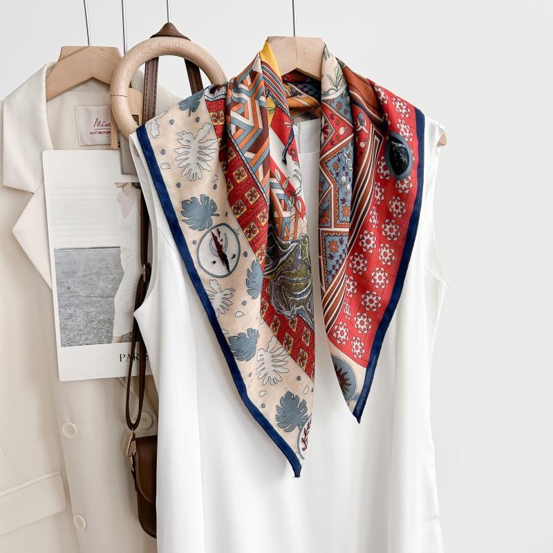 65 Fashion Style Cotton And Hemp Small Square Scarf For Women'S Professional Decoration Scarf Dual Use Shawl Outer Wear Spring And Autumn Scarf