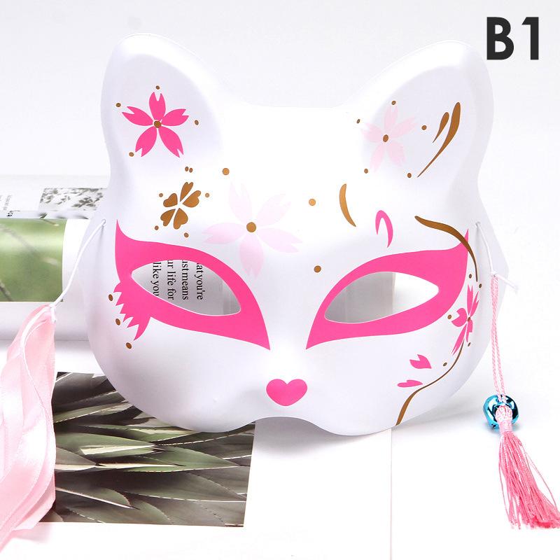 Anime Foxes Mask Japanese Cosplay Rave Hand-Painted Anime Demon Slayer Half Face