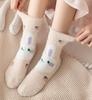 Осень Зима Милые Кролики Коралловый Флис Носки Для Женщин Мягкие Теплые Носки Средней Длины Пара Домашние Напольные Спальные Носки
