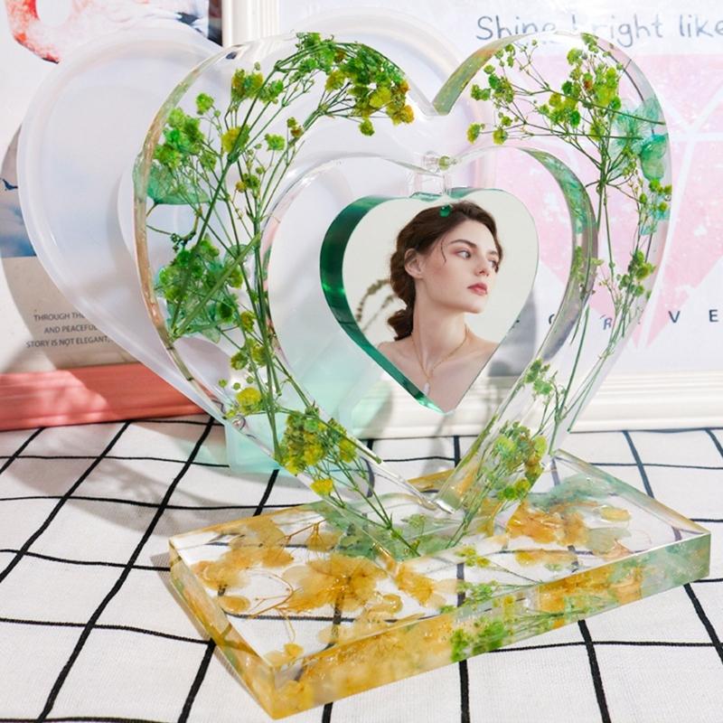 Силиконовая форма для фоторамки в виде сердца DIY Поделки Формы для заливки эпоксидной смолой Украшения Цветная цепочка Инструмент для изготовления ювелирных изделий Поставка