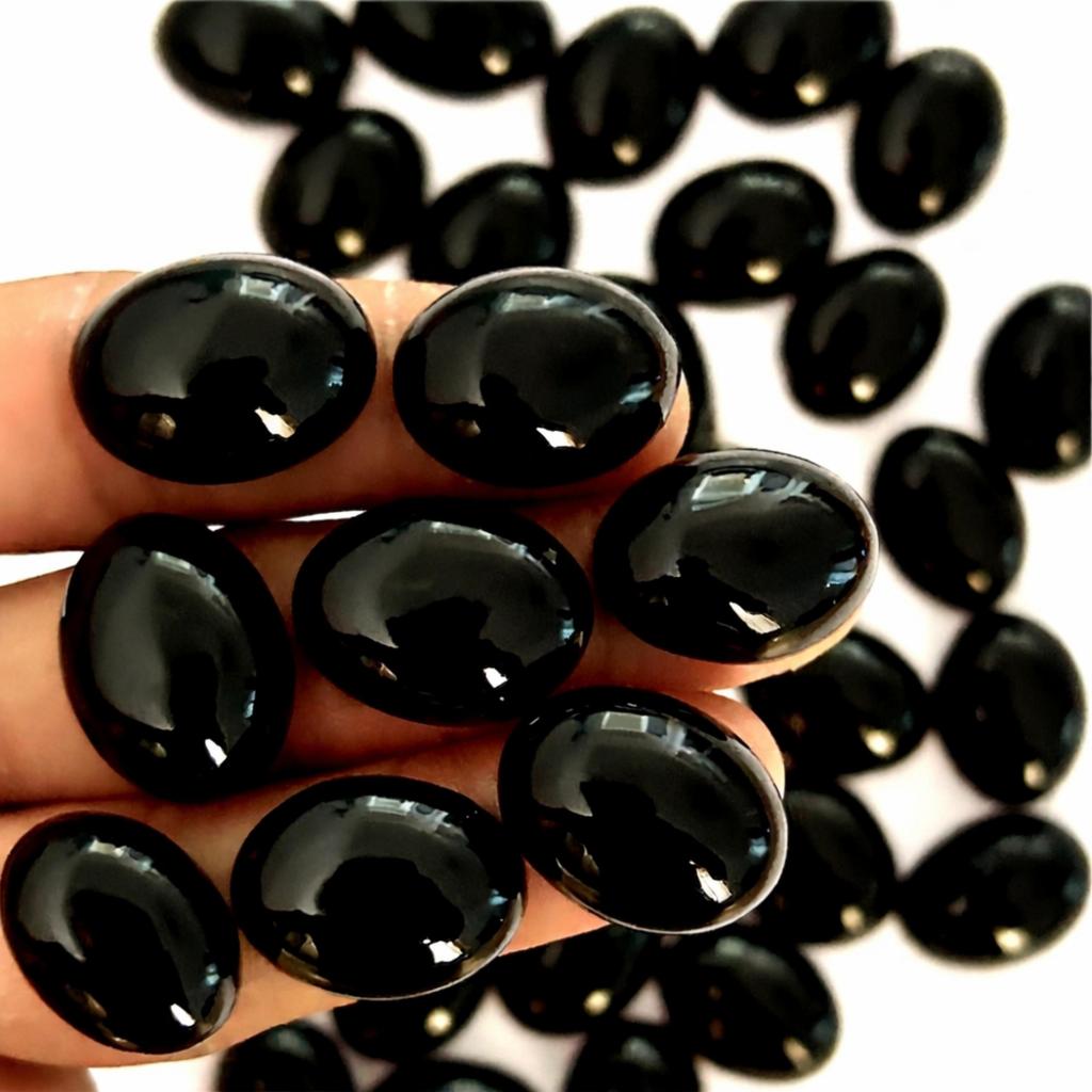 Oval Black Onyx Cabochon 15x10mm – Calibrated Natural Onyx Gemstone, Loose Stone for Jewelry Making