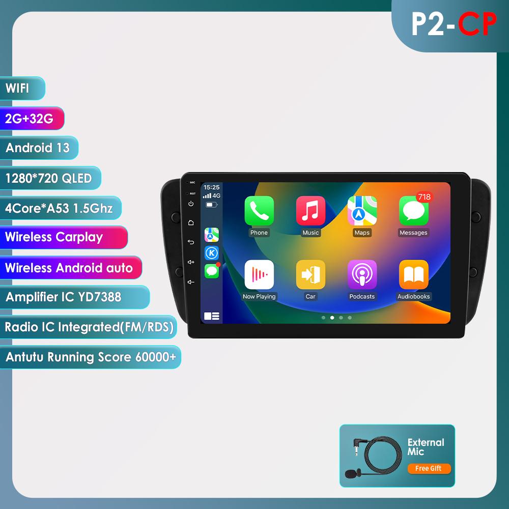 8G+128G Carplay 2 Din Android Radio for Seat Ibiza 6j 2009 2010 2011 2012 2013 AI Voice 4G-LTE Car Multimedia GPS Intelligent Screen 2din Autoradio