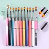 Dual-Ended Nail Art Gel Pen with Metal Pusher and Long Handle