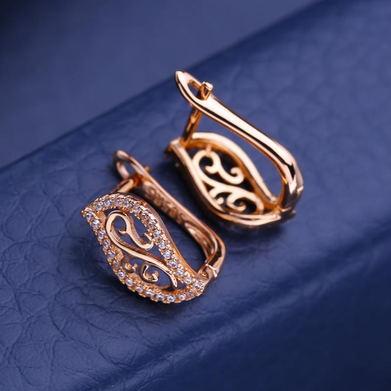 KNIKOO Clip Earrings For Women Cubic Zirconia Fashion Hollow Earrings Jewelry For Wedding Party Gifts