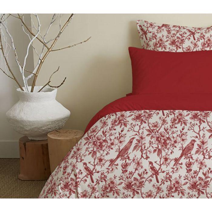 Complete Reversible Duvet Cover Pack for 140 X 190 Cm Bed Bérengère Red