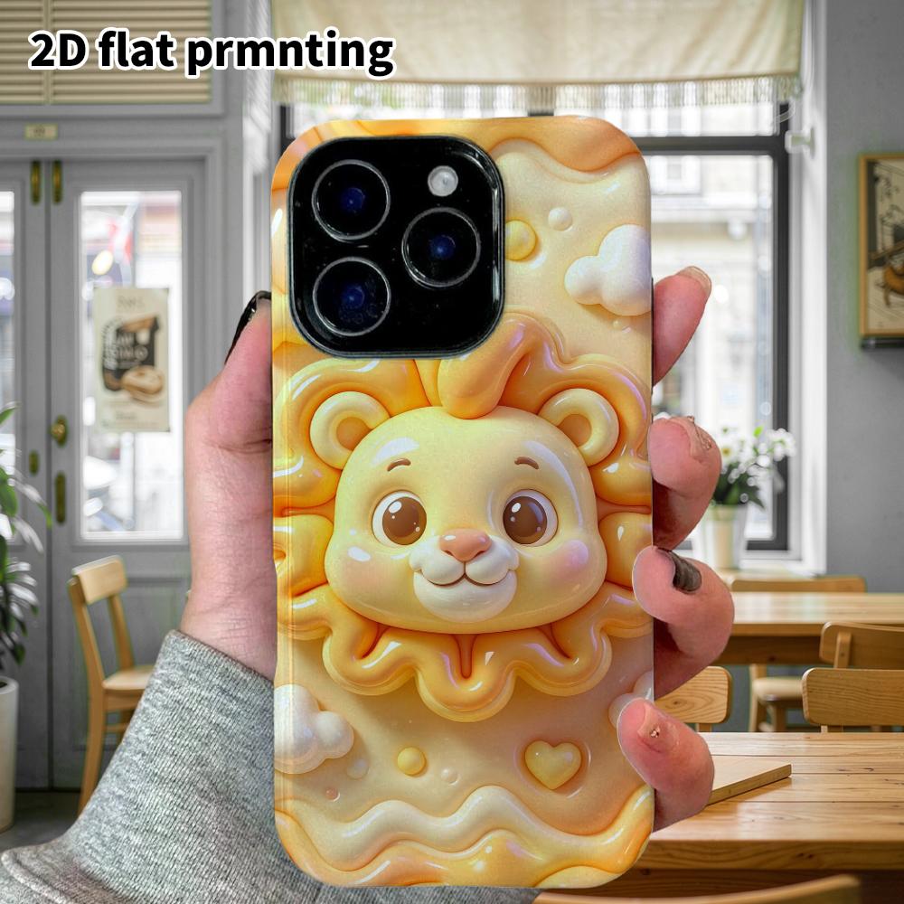 Phone case: 2D flat design suitable for iPhone 18 17 16 15 14 13 Pro protective case, little lion, perfect Christmas and Halloween holiday gift