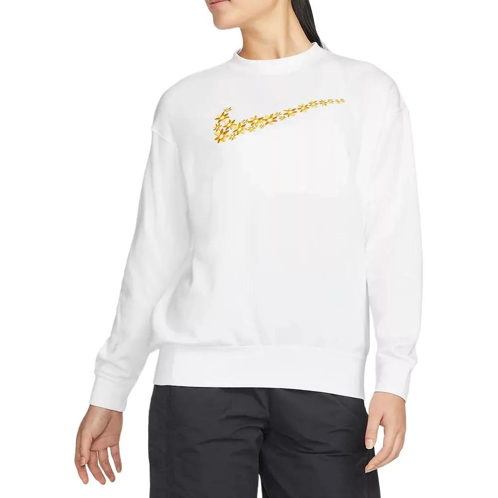 Nike Sweatshirts Women's White Crew Neck Moderate Regular (Unisex) Sweatshirts DM6310 100