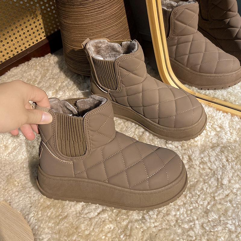 Мода 2024 года, новые теплые ботильоны, зимние новые женские модные плюшевые теплые повседневные хлопковые туфли, короткие зимние ботинки с круглым носком